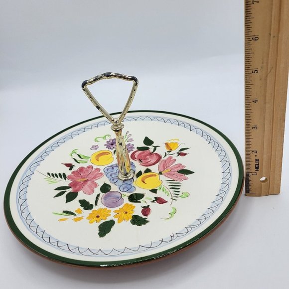 Vintage Stangl Pottery Tidbit Centerpiece Tray Handpainted Fruit And Flowers - Picture 7 of 9